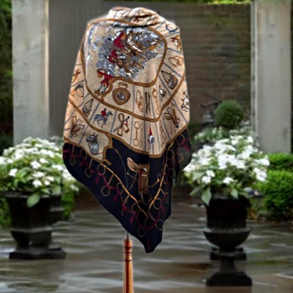 Vintage Equestrian Hunting Scarf Classic  Symphony Scarfs Made in Italy - Picture 6 of 12